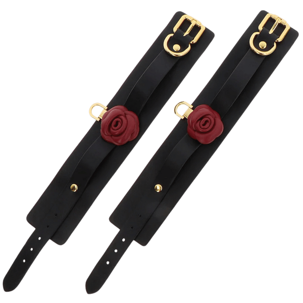 Wild Roses Wrist Cuffs - Red/Gold/Black