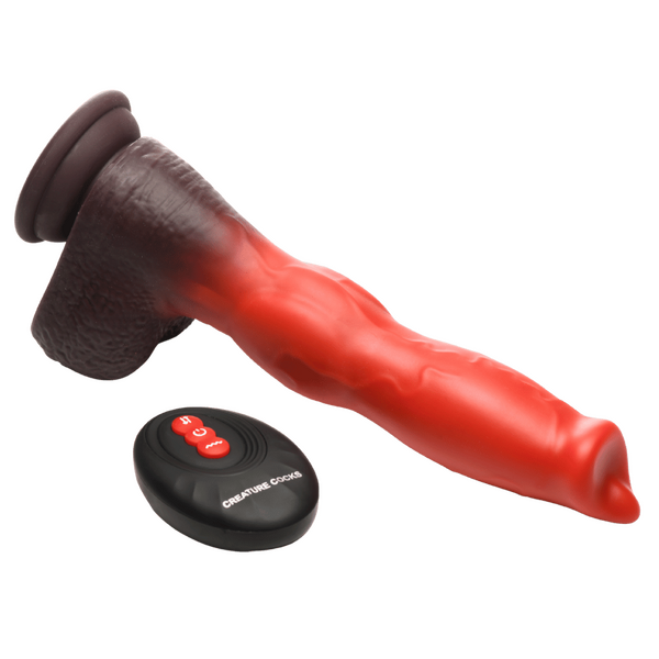 Creature Cocks - Ramming Hound Thrusting & Vibrating Silicone Dildo - Red - K. P.