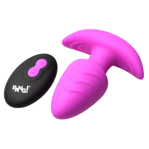 Bang! - Rotating & Vibrating Silicone Butt Plug with Remote - Purple - K. P.