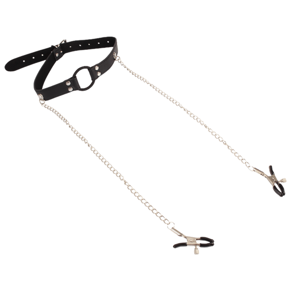 Breathable O-ring Gag with Nipple Clamps