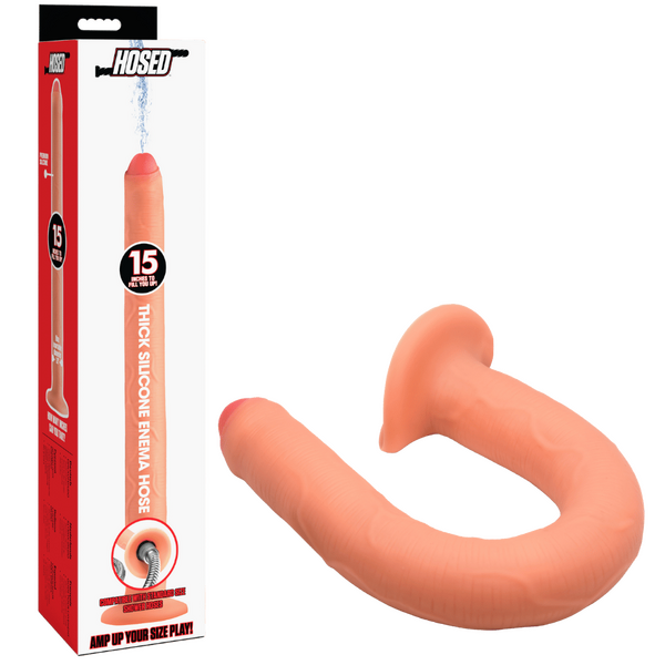 Hosed - 15" Thick Silicone Enema Hose - Light - K. P.