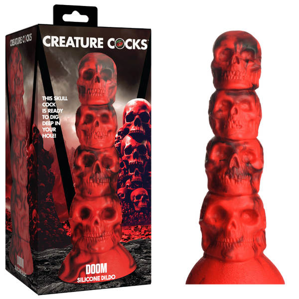 Creature Cocks - Doom Silicone Dildo - Red/Black - K. P.