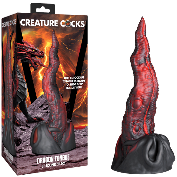 Creature Cocks - Dragon Tongue Silicone Dildo - Red/Black - K. P.