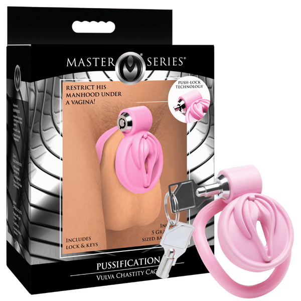 The Master Series - Pussification Vulva Chastity Cage - Pink - K. P.