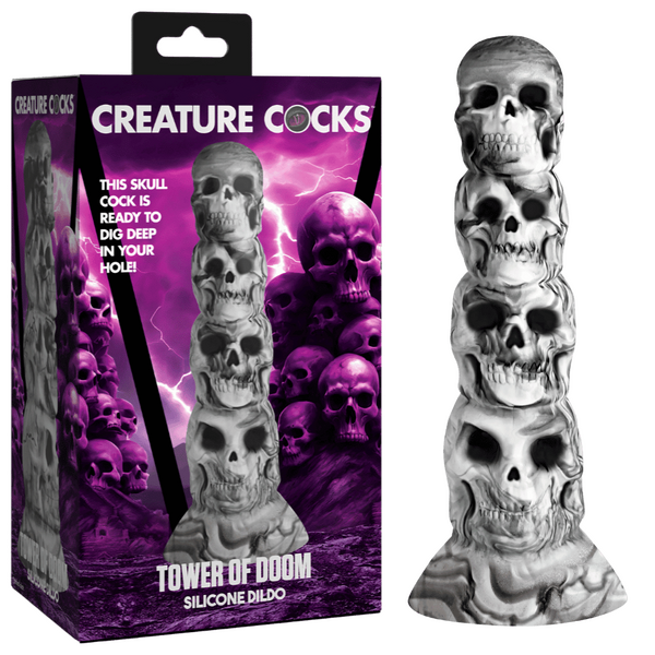 Creature Cocks - Tower of Doom Silicone Dildo - White/Grey - K. P.