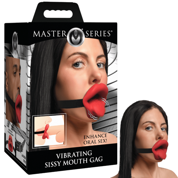 The Master Series - Vibrating Sissy Mouth Gag - Black/Red - K. P.