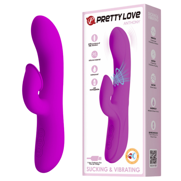 Rabbit Vibrator with Suction - Anthony - Purple - K. P.