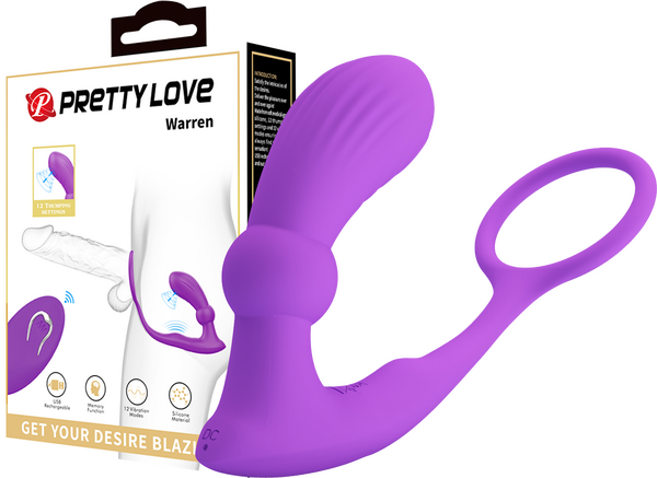 Cock Ring &amp; Vibrating Anal Plug - Warren - Multiple Colours - K. P.