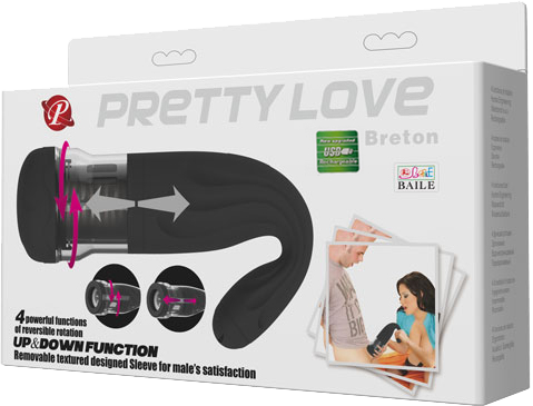 Rotating & Thrusting Masturbator - Rechargeable Breton - Black - K. P.