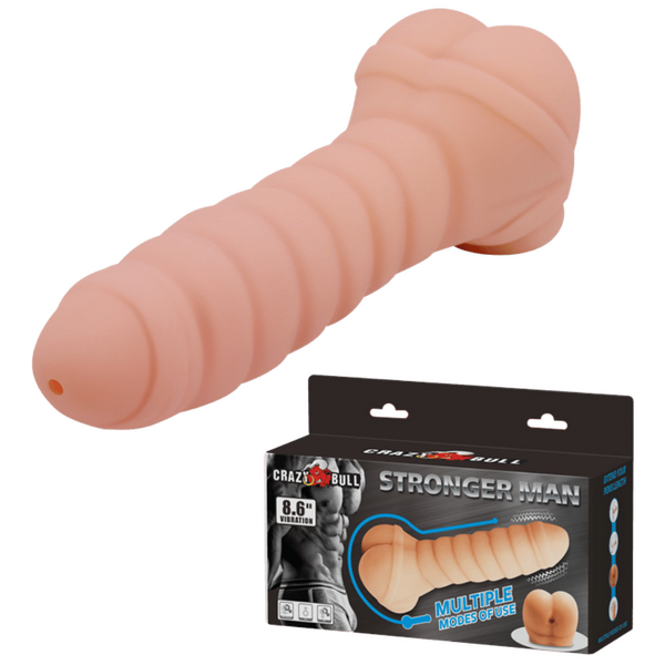 Stronger Man 8.6" Vibrating Sleeve & Stroker - Flesh - K. P.