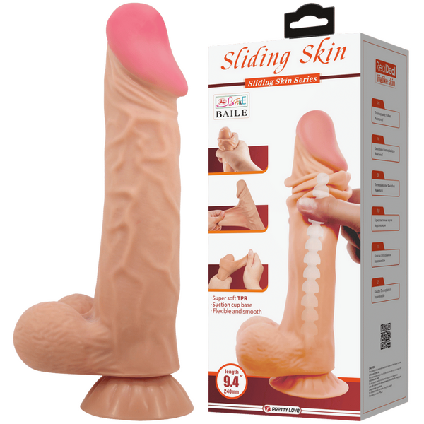 Sliding Skin Series 9.4" Dildo - Multiple Colours - K. P.