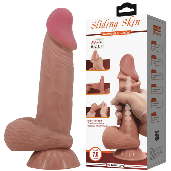 Sliding Skin Series 7.6&quot; Dildo - Multiple Colours - K. P.