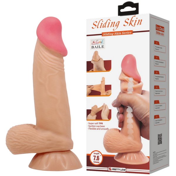 Sliding Skin Series 7.6" Dildo - Multiple Colours - K. P.