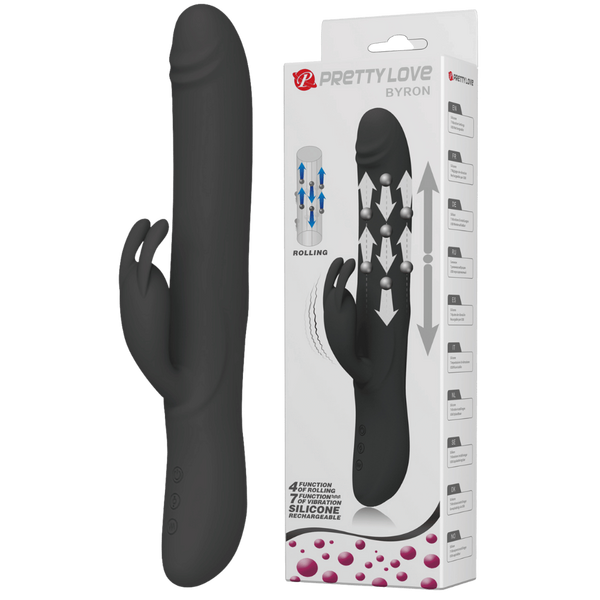 Rechargeable Rolling Byron Rabbit Vibrator - Black