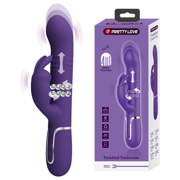 4in1 Multi-Function Thrusting Rabbit  Vibrator - Coale - Multiple Colours - K. P.