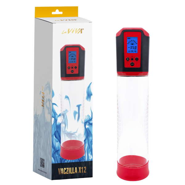 LaViva - Vaczilla X12 USB Electronic Penis Pump - Clear/Red - K. P.