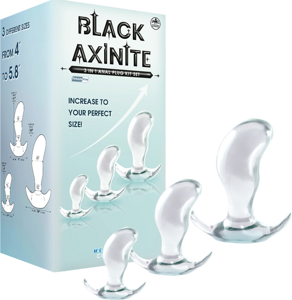 Black Axinite - 3 In 1 Anal Plug Kit Set - Multiple Colours - K. P.