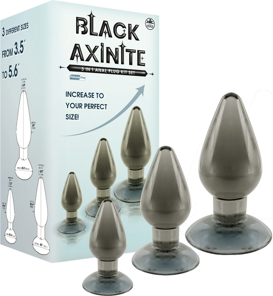 Black Axinite - 3 In 1 Anal Plug Kit Set - Multiple Colours - K. P.