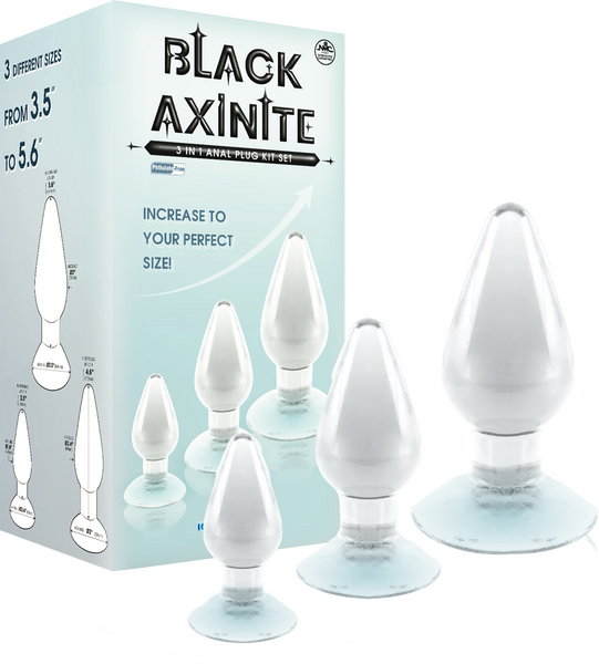 Black Axinite - 3 In 1 Anal Plug Kit Set - Multiple Colours - K. P.