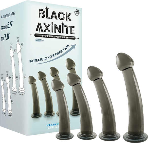 Black Axinite - 4 In 1 Anal Plug Kit Set - Multiple Colours - K. P.