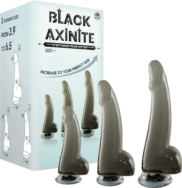 Black Axinite - 3 In 1 Anal Plug Kit Set - Multiple Colours - K. P.