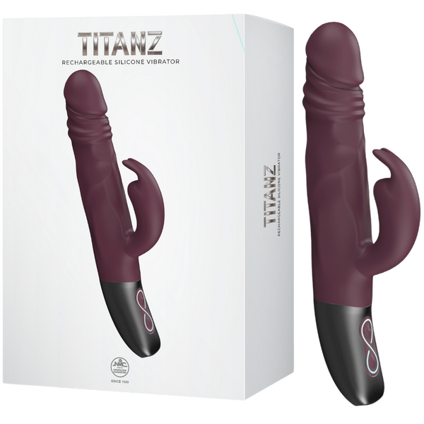 Titanz - Rotating Rabbit Rechargeable Silicone Vibrator - Multiple Colours - K. P.