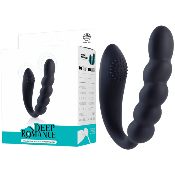 Deep Romance - Bendable Dual Motors Silicone Stimulator - Black - K. P.