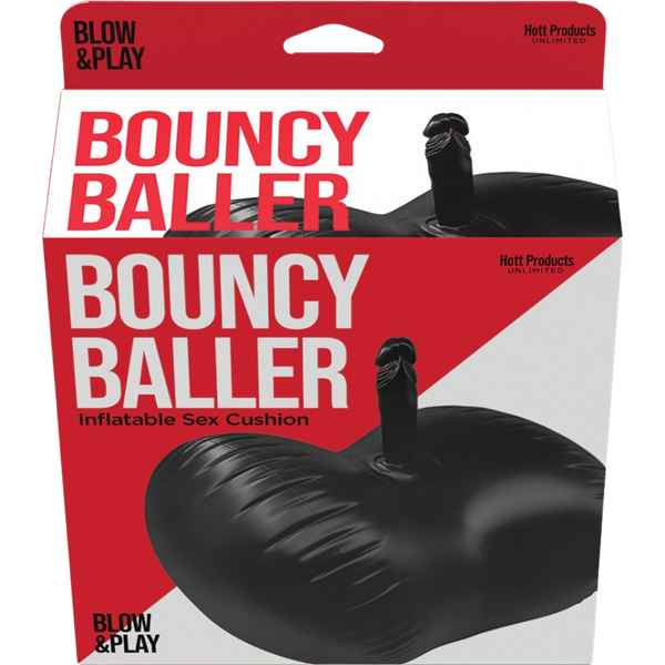 Bouncy Baller Inflatable Dildo - Black - K. P.