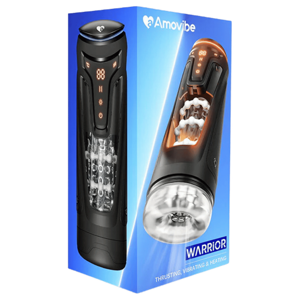 Thrusting Vibrating Heating Male Masturbator - Warrior - Black - K. P.