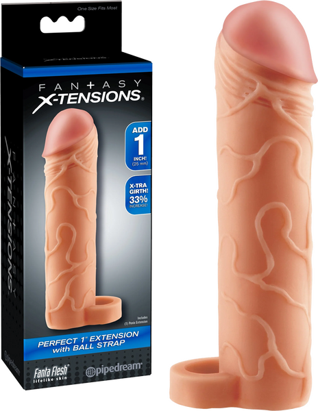 Fantasy X-Tensions - Perfect 1&quot; Extension with Ball Strap - Flesh