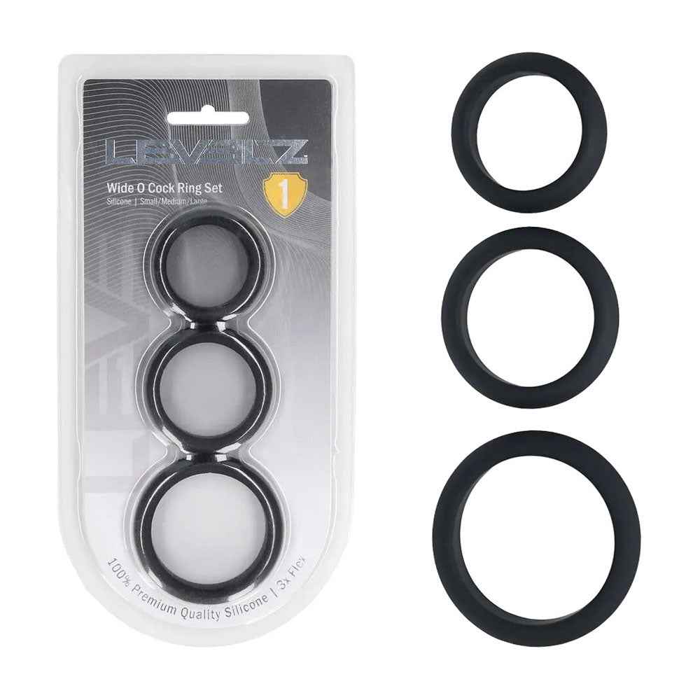 LEVELZ Wide O Silicone Cock Ring Set of 3 - S/M/L