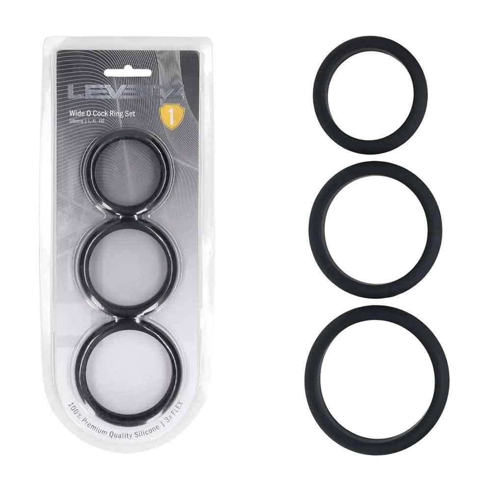 LEVELZ Wide O Silicone Cock Ring Set of 3 - L/XL/2X