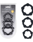 LEVELZ Beaded Silicone Cock Ring Set of 3 - Black