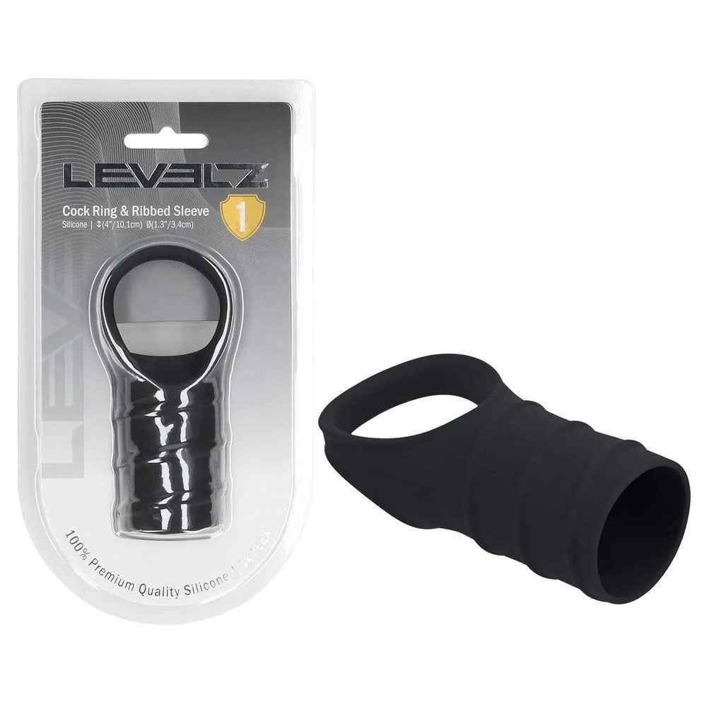 LEVELZ Silicone Cock Ring & Ribbed Sleeve