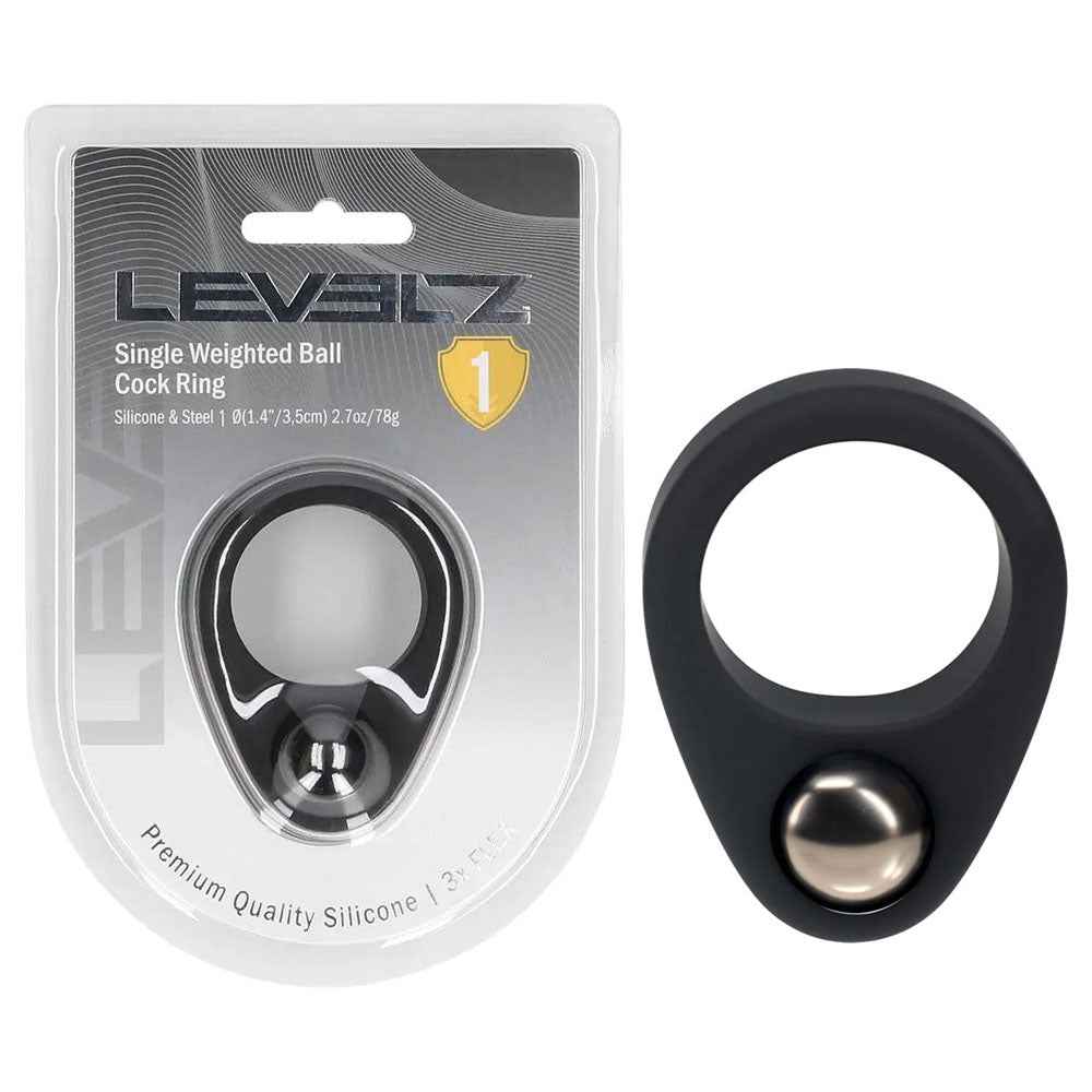 LEVELZ Single Weighted Ball Cock Ring - Black