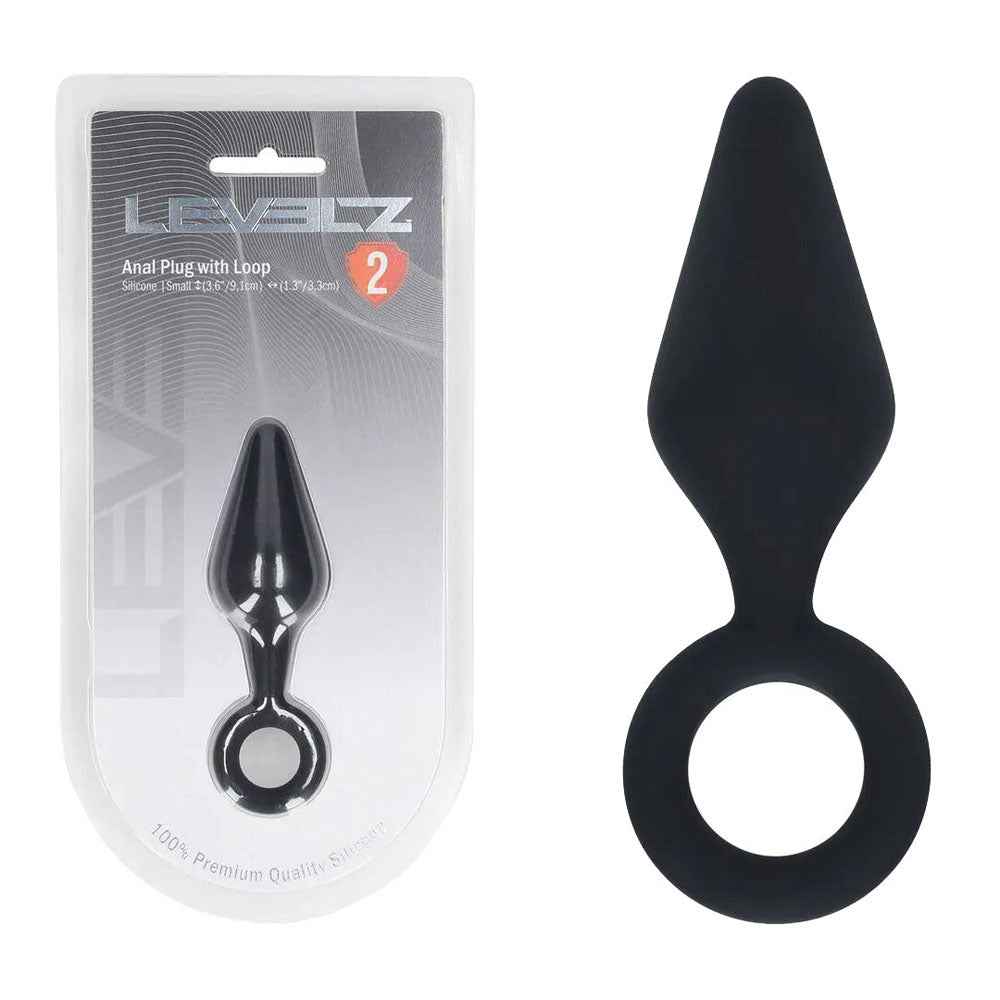 LEVELZ Silicone Anal Plug with Loop - Small - Black