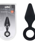 LEVELZ Silicone Anal Plug with Loop - Medium - Black