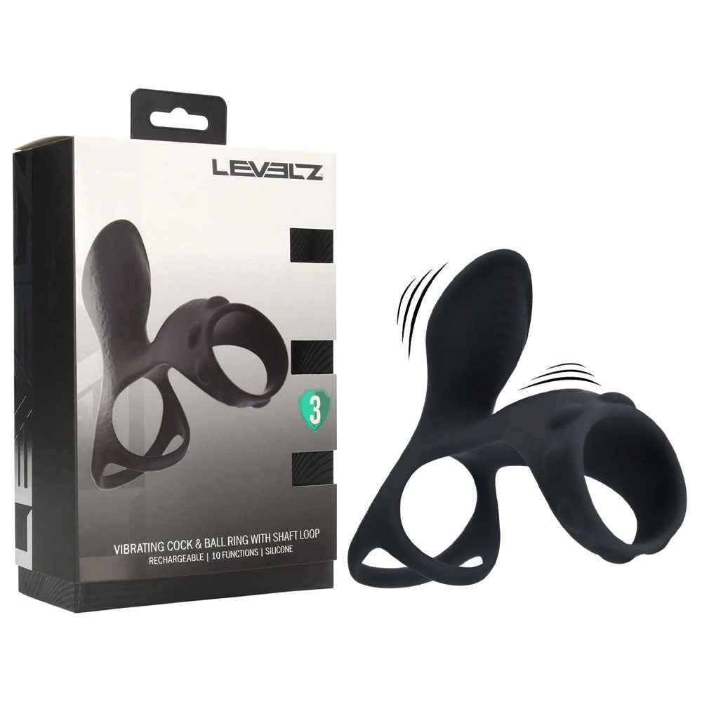 LEVELZ Vibrating Cock & Ball Ring with Shaft Loop
