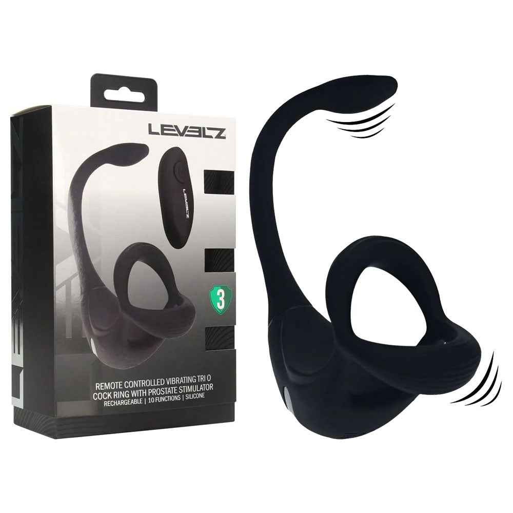 LEVELZ Remote Controlled Vibrating TriO Cock Ring with Prostate Stimulator