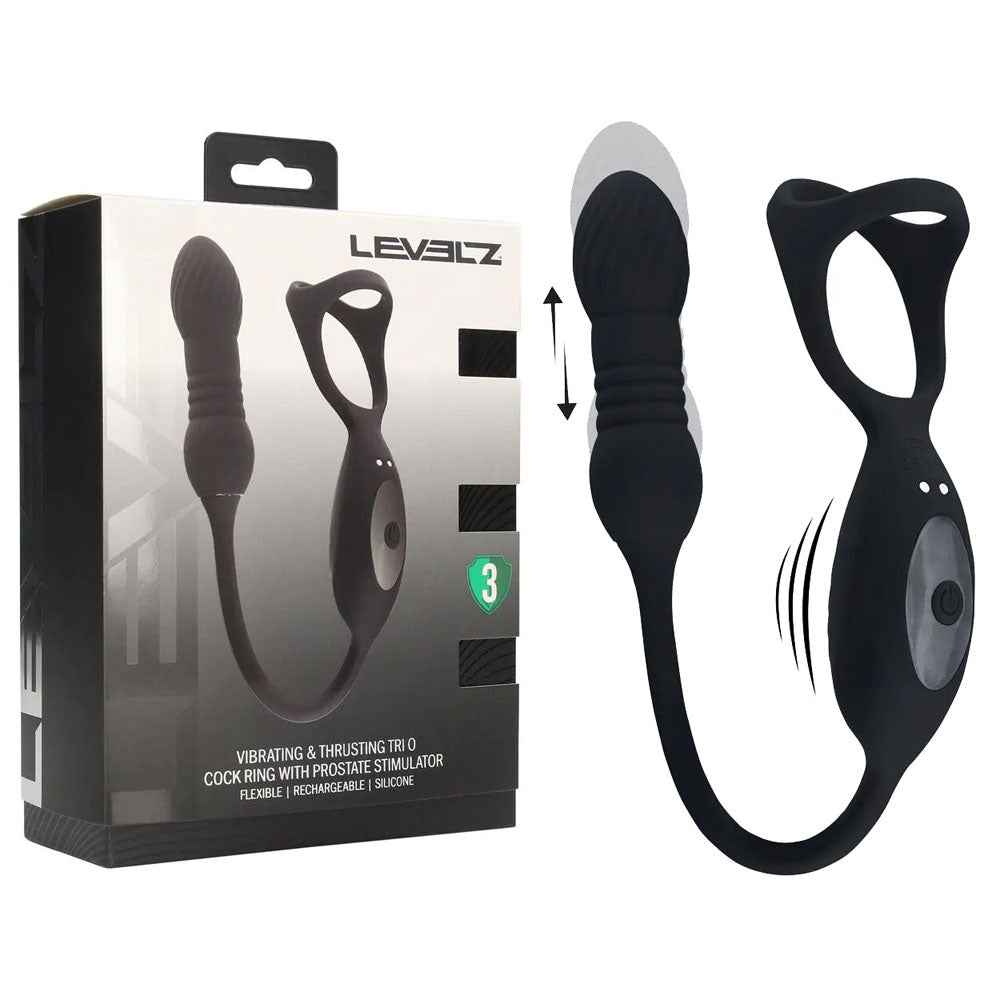LEVELZ Vibrating & Thrusting TriO Cock Ring with Prostate Stimulator