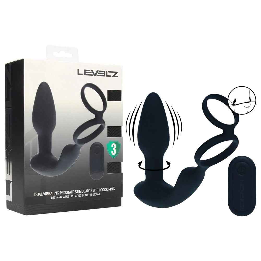 LEVELZ Dual Vibrating Prostate Stimulator with Cock Ring