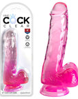 King Cock Clear 6'' Cock with Balls - Pink