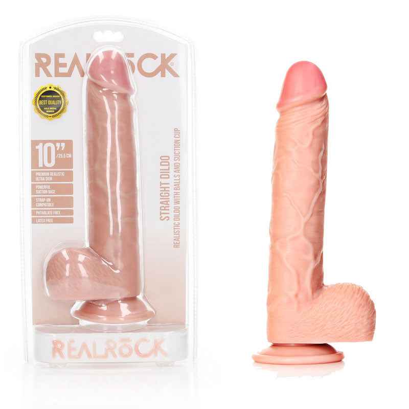 REALROCK Straight Realistic Dildo with Balls - 25.5 cm