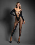 SHEER PREMONITION Crotchless Bodystocking - Black