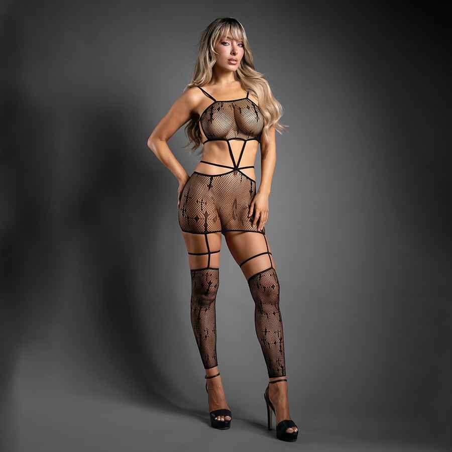 SHEER UNHOLY Bodystocking Dress - Black