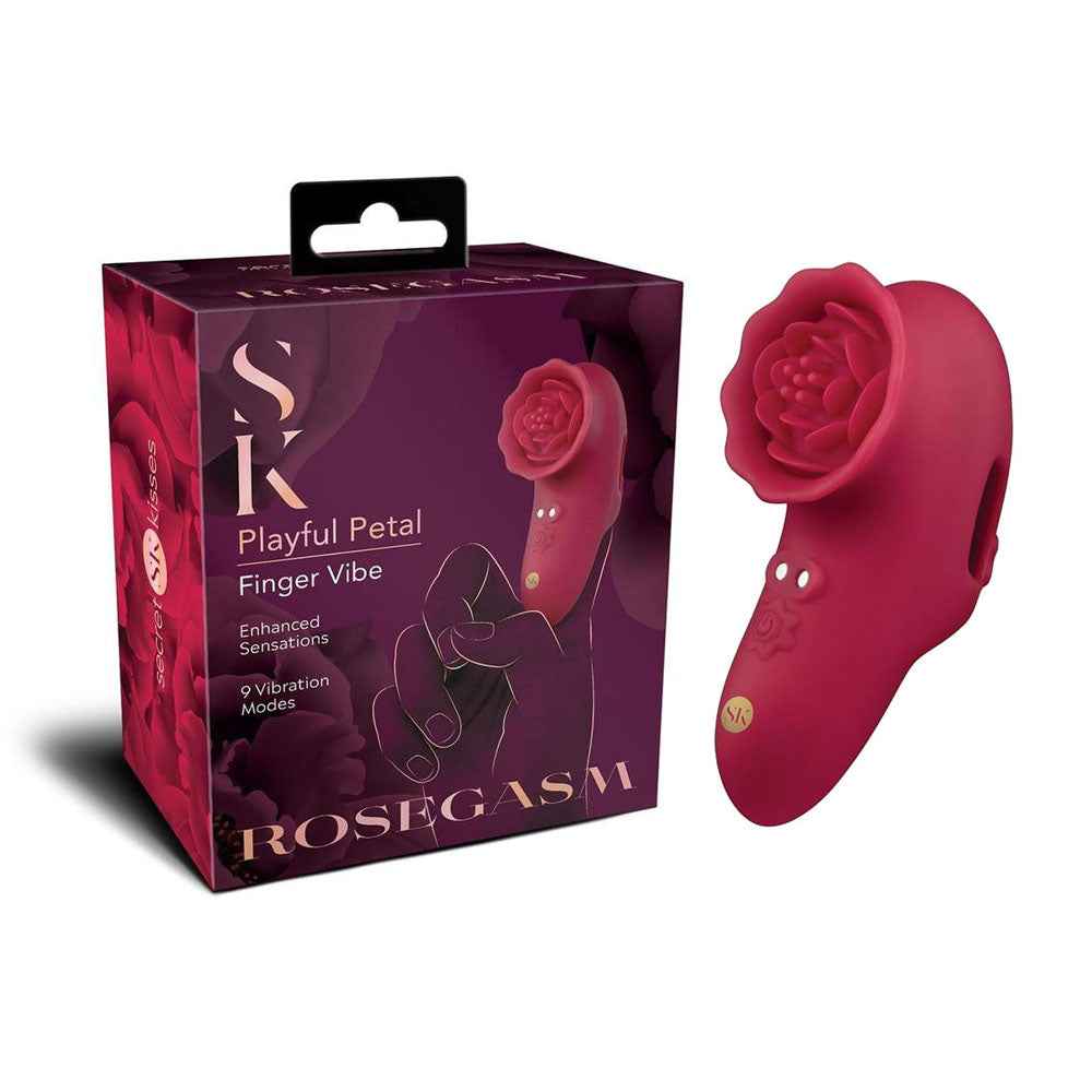 Secret Kisses ROSEGASM PLAYFUL PETAL Finger Stimulator - Red