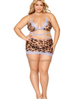 Bralette Garter Skirt & G-String - Leopard