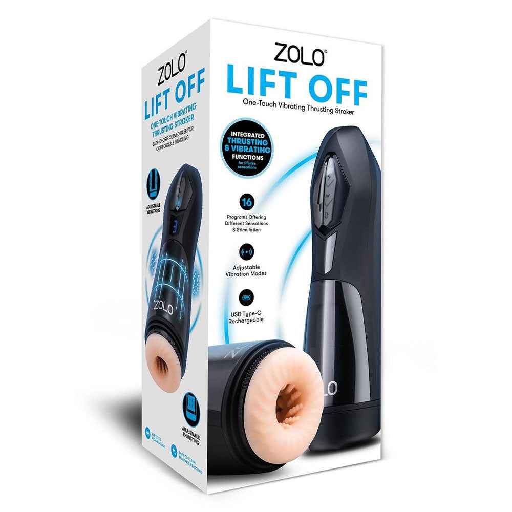 Zolo Lift Off Thrusting & Vibrating Auto Stroker - Black/Flesh