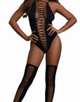 Seamless Teddy & Thigh Highs - Black - K. P.