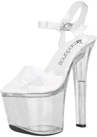 Clear Platform Sandal With Quick Release Strap 7" Heel - Size 7